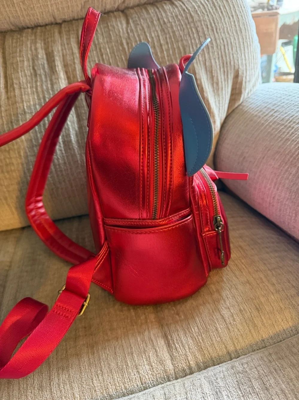 Disney Metallic Red & Light Blue Stitch devil Backpack